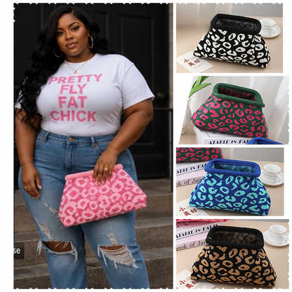 LEOPARD CLASP CLUTCH BAG