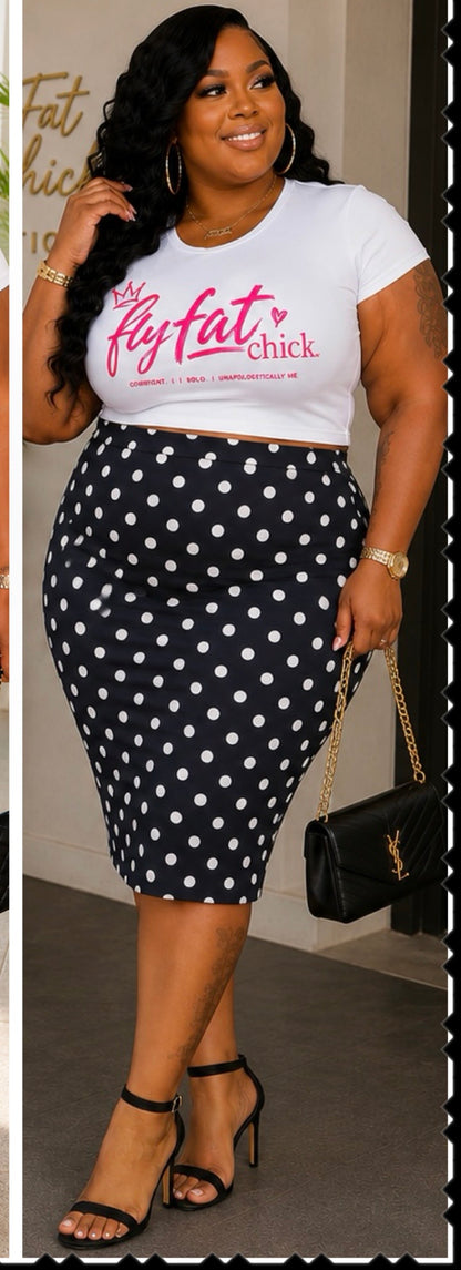 Plus Size " POLKA DOT" HIGHWAIST PENCIL SKIRT-(SKIRT ONLY)-18