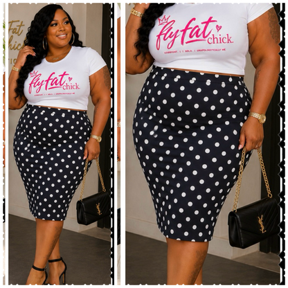 Plus Size " POLKA DOT" HIGHWAIST PENCIL SKIRT-(SKIRT ONLY)-18