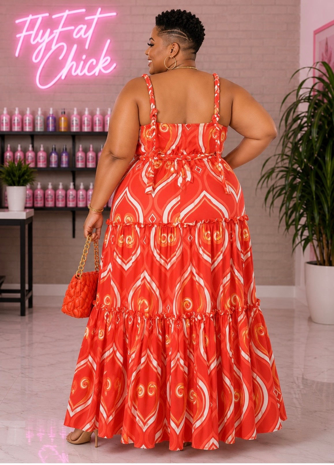 PLUS SIZE "BRUNCH W/BABE" MAXI DRESS-ORANGE-39