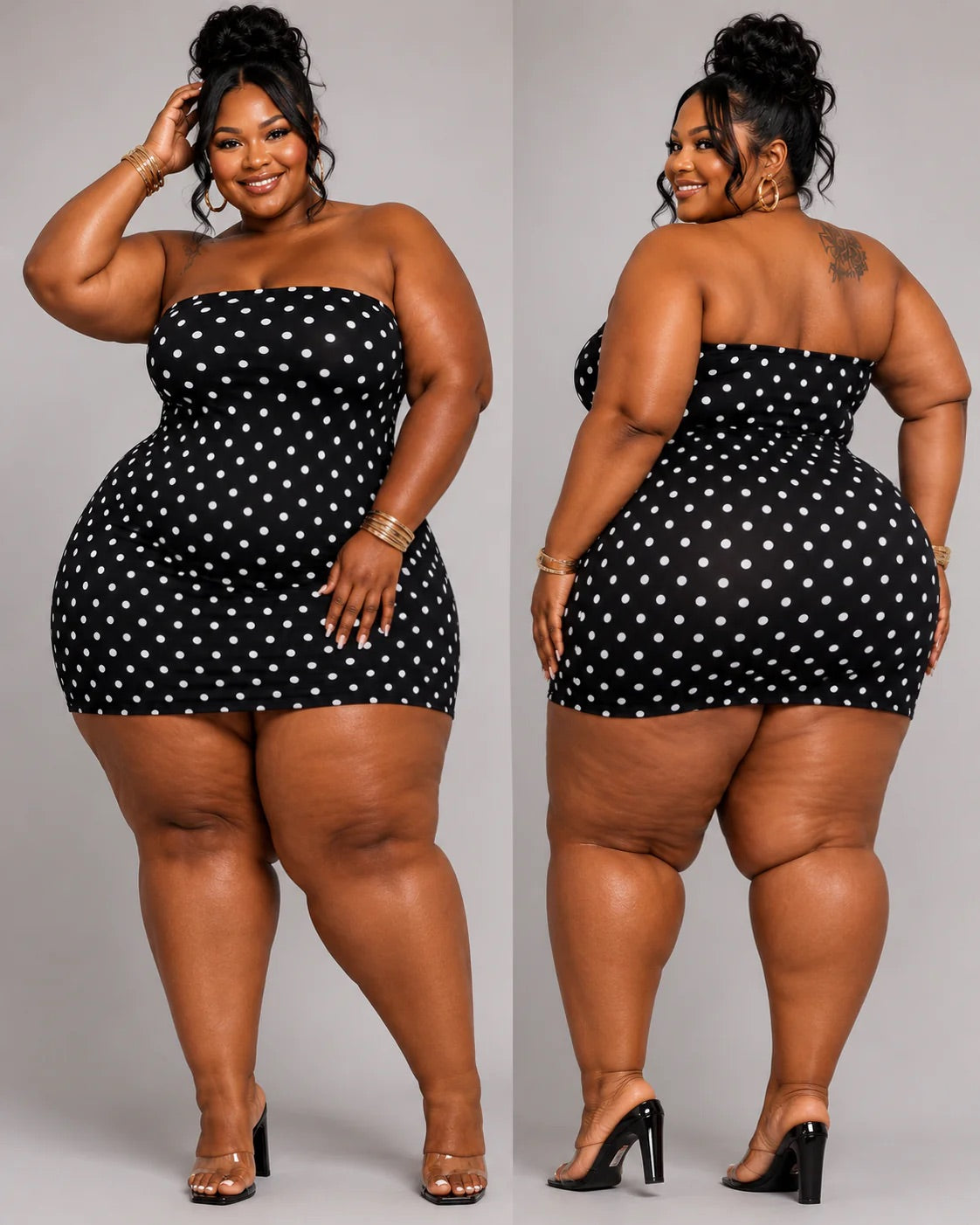 PLUS SIZE "POLKA DOT BADDIE" DRESS-BLACK-45