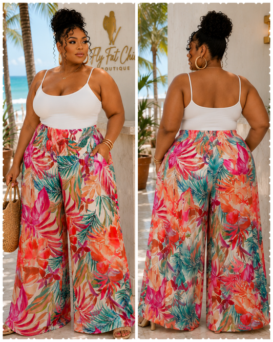 PLUS SIZE WIDE LEG PALAZZO PANTS-FLOAL-16