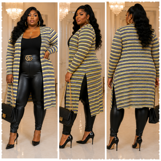 PLUS SIZE STRIPE ME DOWN CARDIGAN-MUSTARD MIX-26