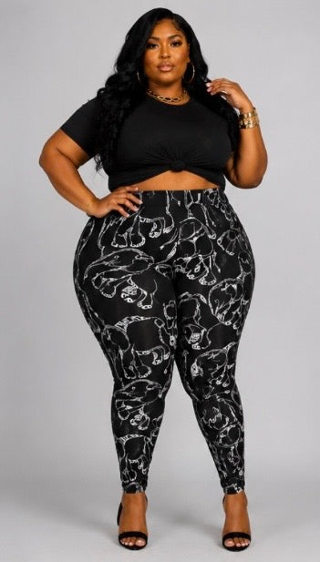 PLUS SIZE PRINTED HIGHWAIST LEGGINGS-STREET ART