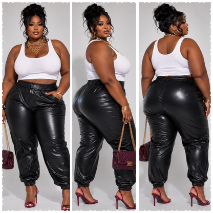 PLUS SIZE FAUX LEATHER JOGGERS( JOGGERS ONLY)-26