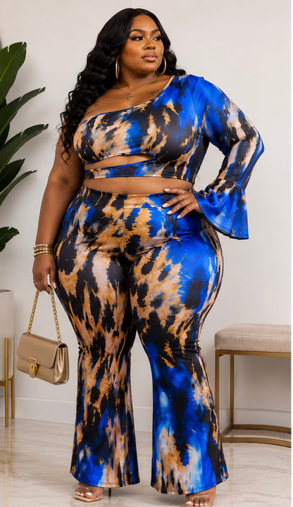 PLUS SIZE 2-PIECE BLUE MIX ANIMAL PRINTED SET-10