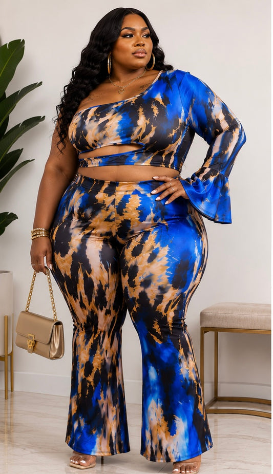 PLUS SIZE 2-PIECE BLUE MIX ANIMAL PRINTED SET-10