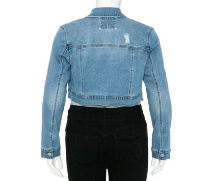 PLUS SIZE DENIM CROP DESTRUCTED JACKET-LIGHT DENIM-47