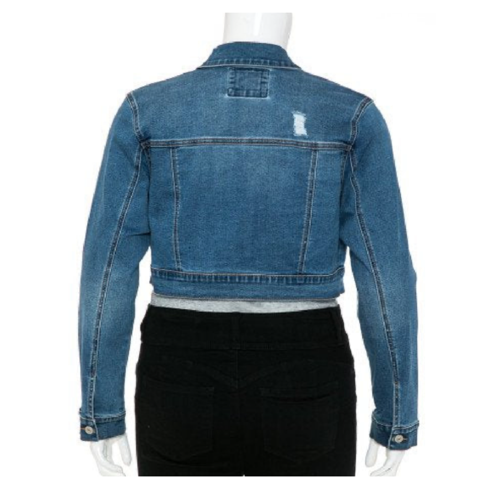 PLUS SIZE DENIM CROP DESTRUCTED JACKET-MEDIUM DENIM-47