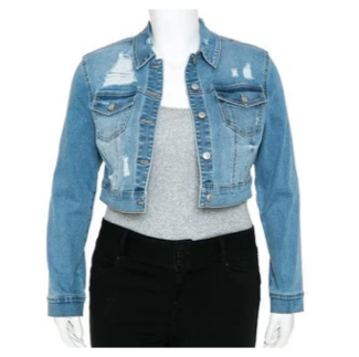 PLUS SIZE DENIM CROP DESTRUCTED JACKET-LIGHT DENIM-47