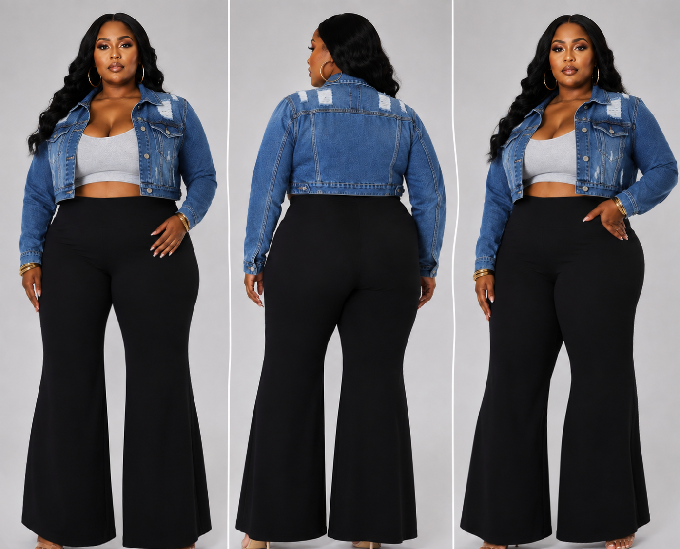 PLUS SIZE "BODY TALK" FLARE PANTS-BLACK-07
