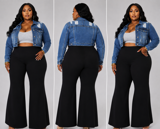 PLUS SIZE "BODY TALK" FLARE PANTS-BLACK-07