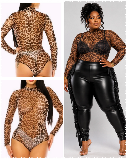 PLUS SIZE "CAN BE TAMED" MESH LONG SLEEVE BODYSUIT-67