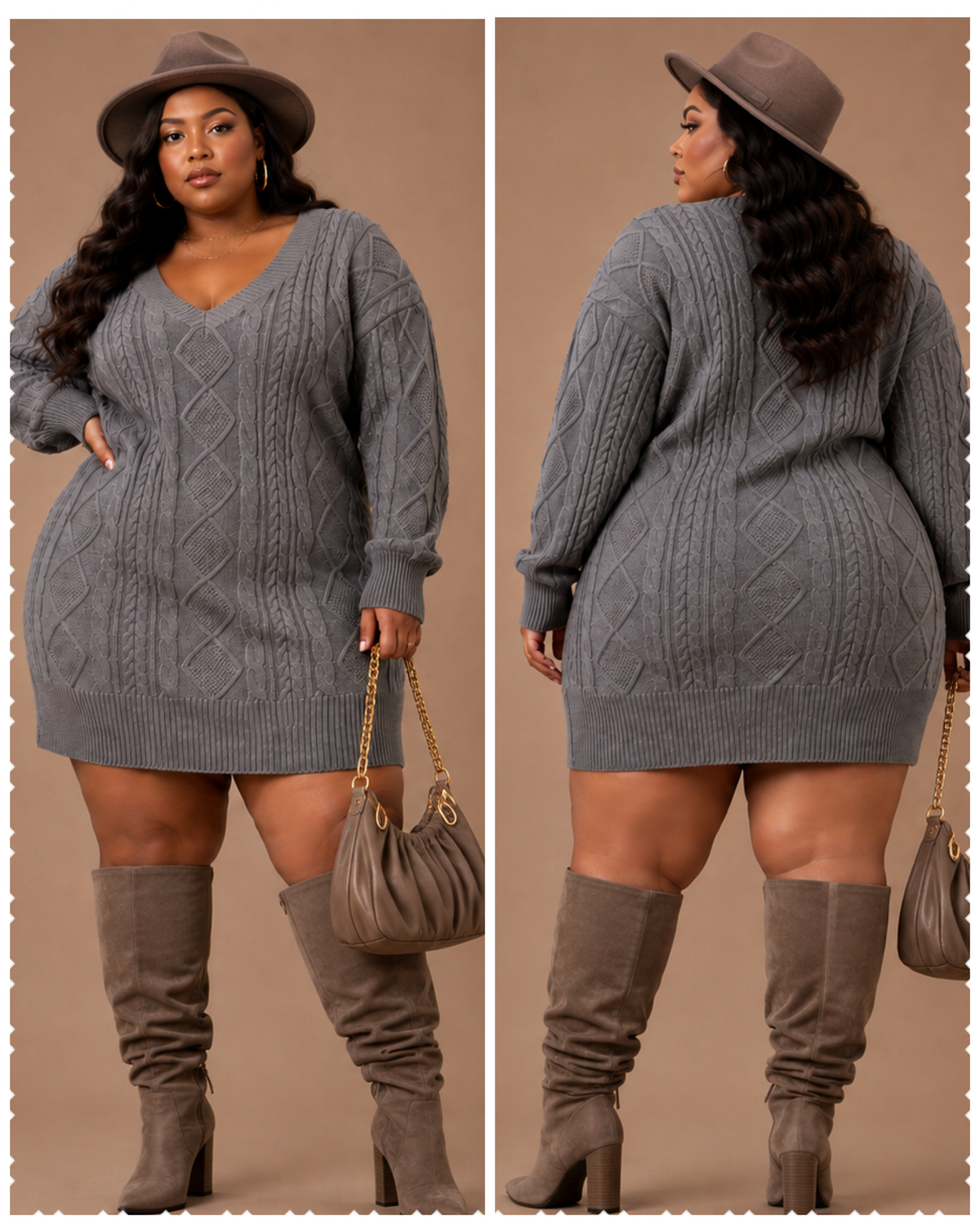 PLUS SIZE "2-WAY KNIT" SWEATER OR DRESS-GREY