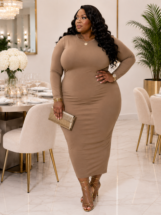 PLUS SIZE LONG SLEEVE MAXI DRESS-51