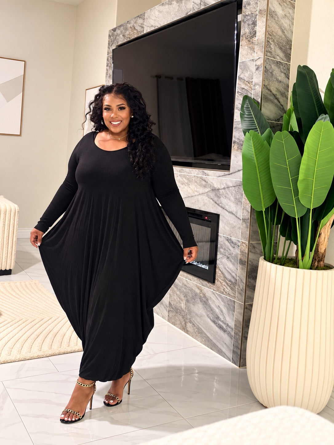 PLUS SIZE LONG SLEEVE HAREM DRESS-02