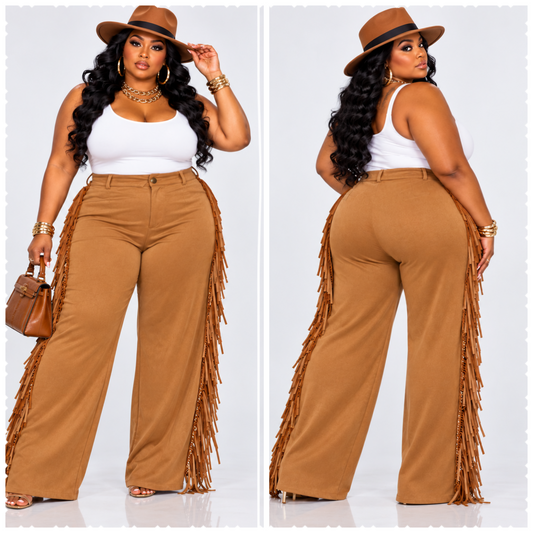 PLUS SIZE FAUX SUEDE FRINGE PANTS-29