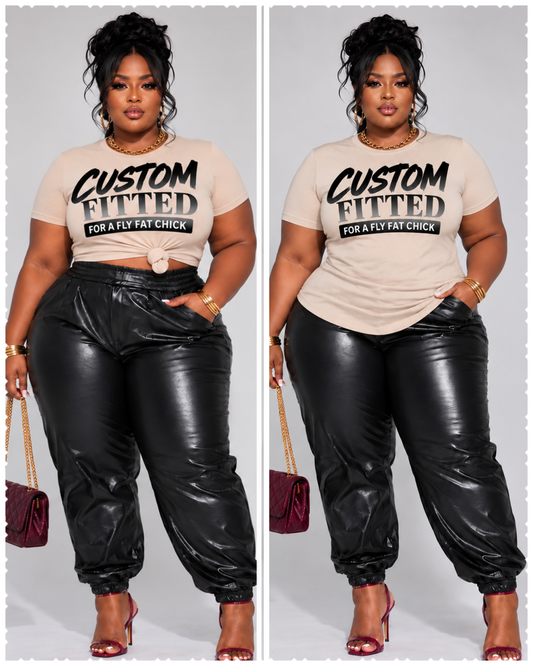 PLUS SIZE "CUSTOM FITTED" FOR A FLY FAT CHICK TEE-BLACK MIX