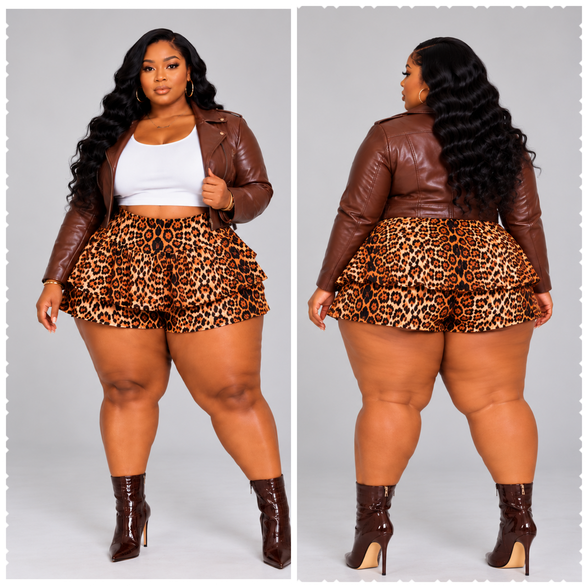 PLUS SIZE "JUST A LIL WILD" RUFFLE SKORTS SHORTS-14