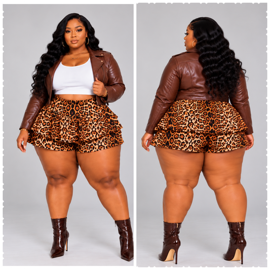 PLUS SIZE "JUST A LIL WILD" RUFFLE SKORTS SHORTS-14