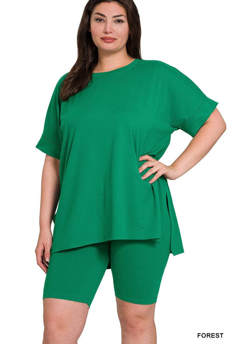 PLUS SIZE 2-PIECE "CHILL SET"--FOREST GREEN