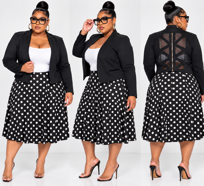 PLUS SIZE POLKA DOT FLARE SKIRT-67