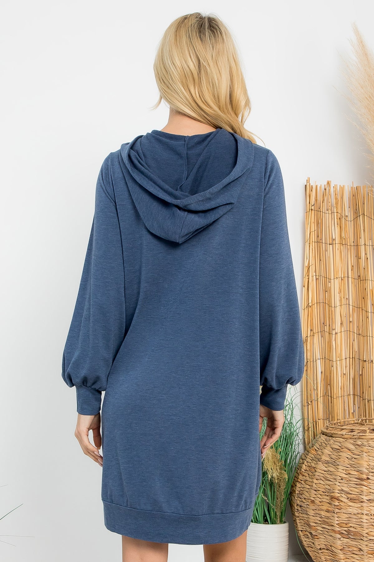 PLUS SIZE FRENCH TERRY LONG SLEEVE HOODIE DRESS
