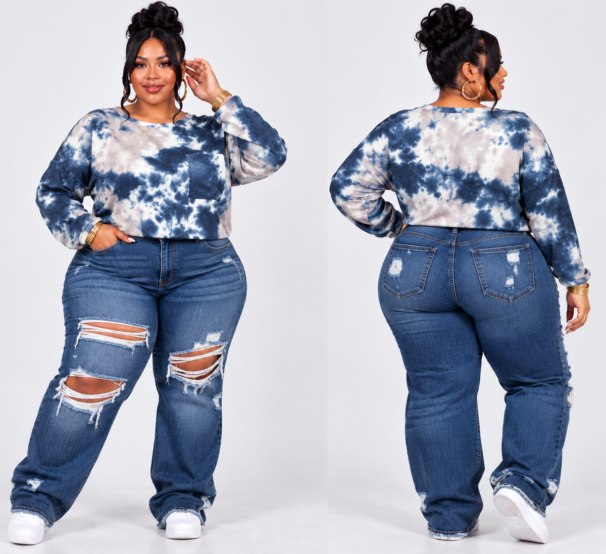 PLUS SIZE TYE DYE TPULLOVER TOP-50