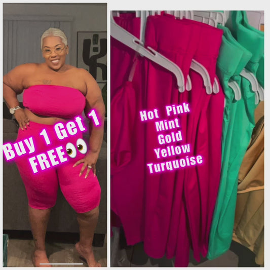 PLUS SIZE 2-PIECE HALTER TOP & BIKER SHORT SET